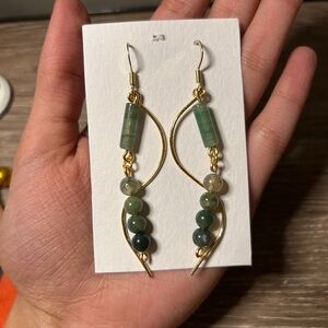 Elegant Gold and Green Dangle Earrings